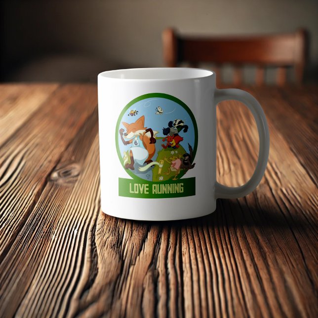 Love Running Funny Woodland Animal Race Cartoon Coffee Mug (Creator Uploaded)