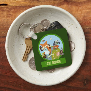 Love Running Funny Woodland Animal Race Cartoon Key Ring