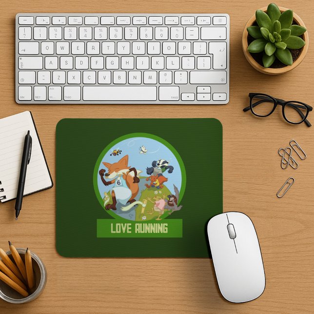 Love Running Funny Woodland Animal Race Cartoon Mouse Mat (Creator Uploaded)