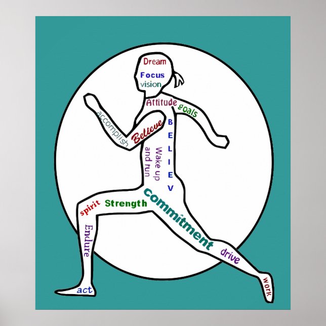 Love Running Motivational Words for Runners Poster (Front)