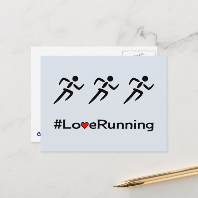 Love running pictogram pale blue postcard (Front/Back In Situ)