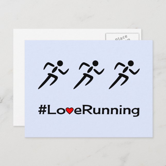 Love running pictogram pale blue postcard (Front/Back)