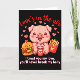 Love’s In The Air Cute Pig Shirt Kawaii Pig Burger Card