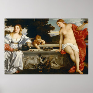 Love Sacred and Profane Love by Titian Cupid Venus Poster