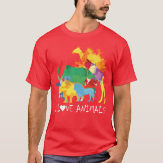 Love Safari Animal Splash Colorful Animals girl T-Shirt