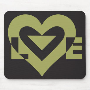 Love Sage Green on Black Mouse Mat