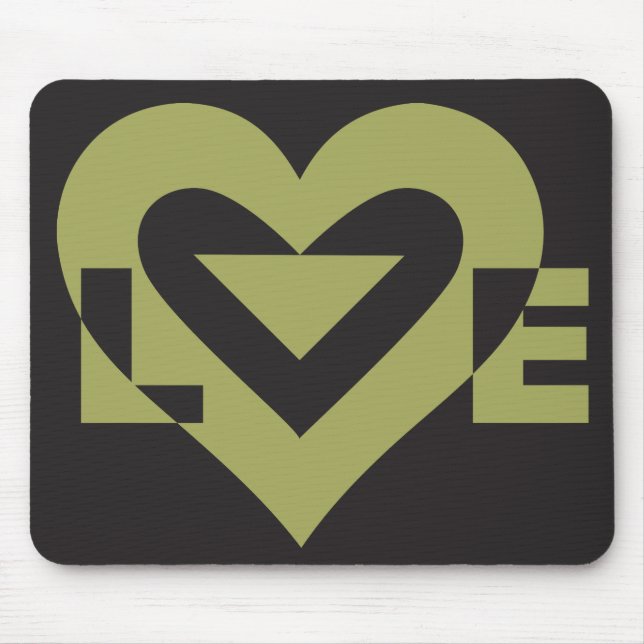 Love Sage Green on Black Mouse Mat (Front)