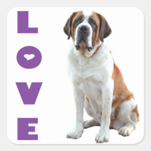 Love Saint Bernard Puppy Dog Sticker / Label