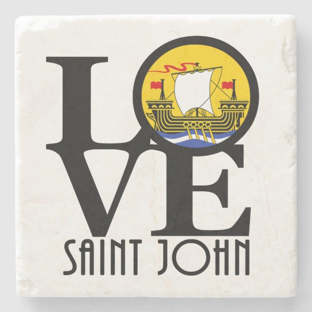 LOVE Saint John New Brunswick Stone Coaster (Front)