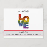 LOVE Same-Sex Wedding Save the Date Postcard
