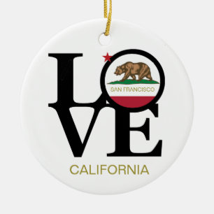 LOVE San Francisco California Porcelain Ornament