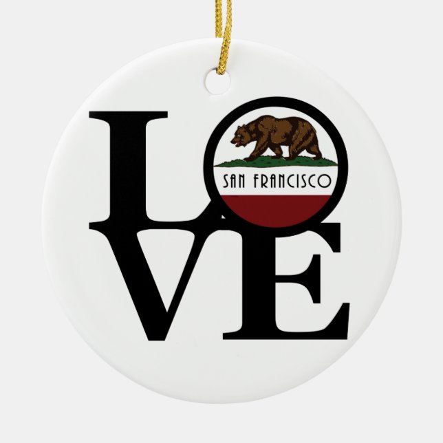 LOVE San Francisco Ceramic Tree Decoration (Front)