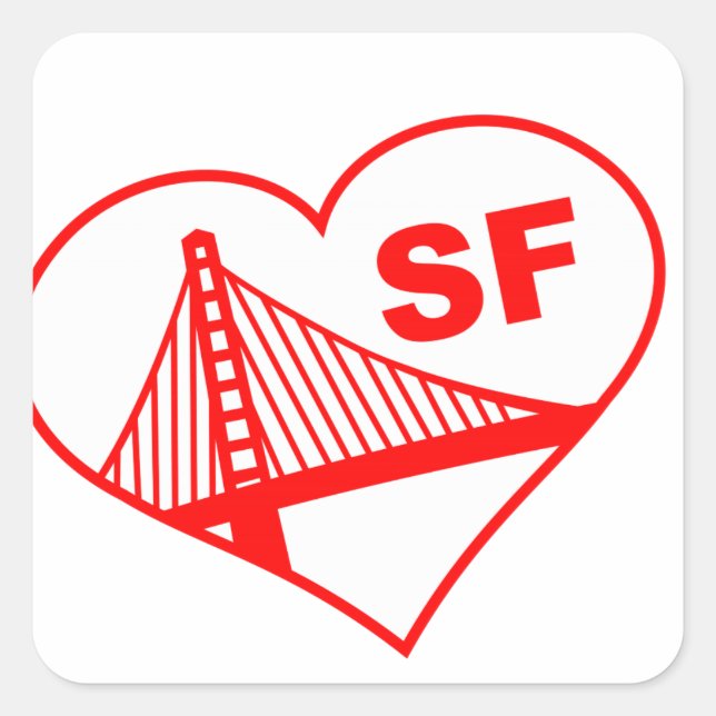 Love San Francisco Heart Square Sticker (Front)