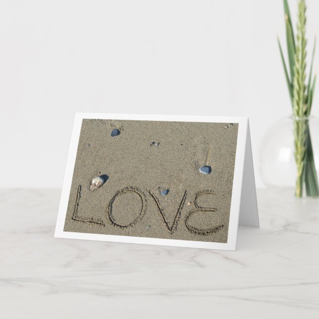 Love Sand Writing Beach Card (Front)