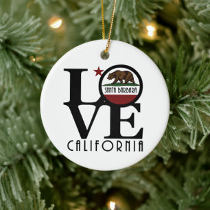 LOVE Santa Barbara California Ceramic Tree Decoration