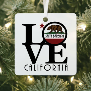 LOVE Santa Barbara California Metal Tree Decoration