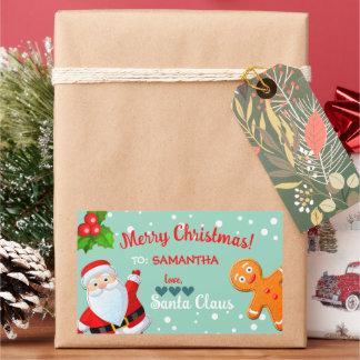 Love, Santa & Gingerbread Festive Custom Christmas Rectangular Sticker