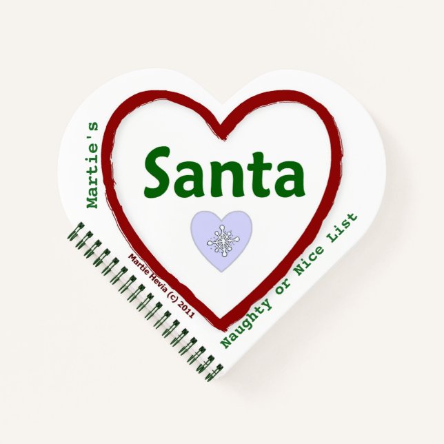 Love Santa (Heart-Shaped) Spiral Notebook (Front)