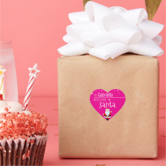 "Love, Santa" Hot Pink Customised Christmas Gift Heart Sticker