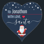 "Love, Santa" Navy Blue Customised Christmas Gift Heart Sticker<br><div class="desc">A personalised and cute "Love,  Santa" navy blue sticker to attach to your Christmas gifts! Change the name for a customised Christmas gift from Santa!</div>