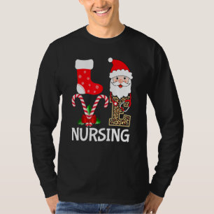 Love Santa Nursing Stethoscope Leopard Christmas R T-Shirt