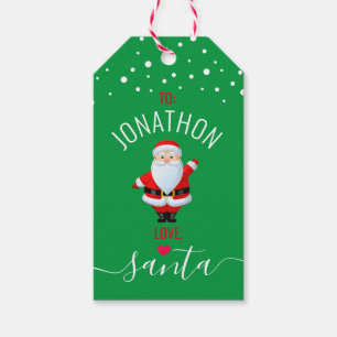 Love, Santa Personalised Green Christmas Gift Tags