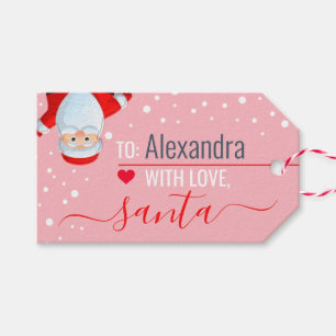 "Love, Santa" Pink/Red Custom Christmas Gift Tags