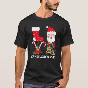 Love Santa Stethoscope Nephrology Nurse Leopard Ch T-Shirt