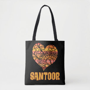 Love Santoor Orange Mandala Heart Indian Music Tote Bag