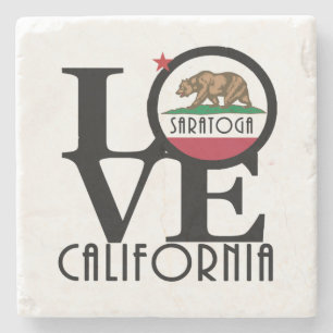 LOVE Saratoga California Stone Coaster