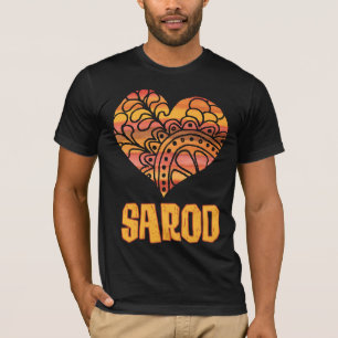 Love Sarod Orange Mandala Heart Indian Music T-Shirt
