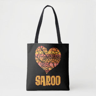 Love Sarod Orange Mandala Heart Indian Music Tote Bag