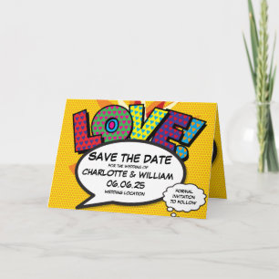 LOVE Save the Date Fun Retro Comic Book Pop Art Announcement