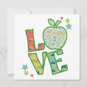 Love School Apple, Drawn Back to School Invitation