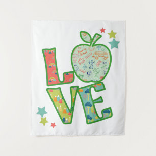 Love School Apple, Drawn Back to School Tapestry