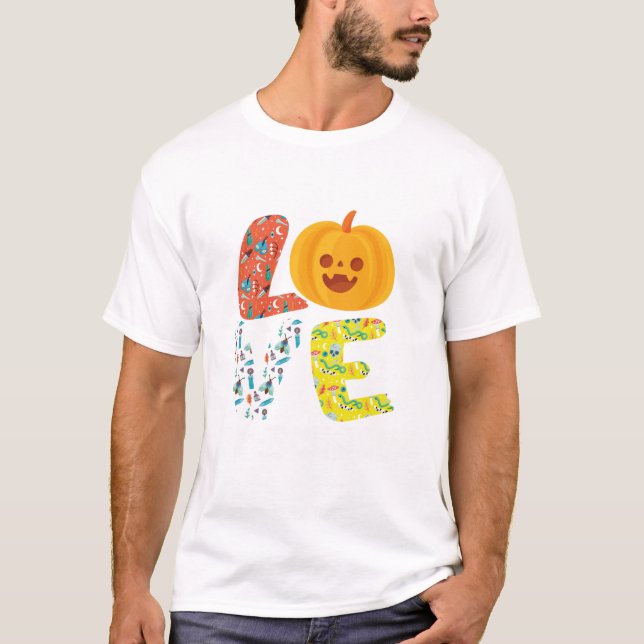 Love School Halloween Pumpkin Teacher Student Scho T-Shirt (Front)