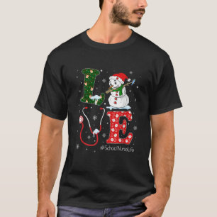 Love School Nurse Life Nursing Christmas Santa Rei T-Shirt
