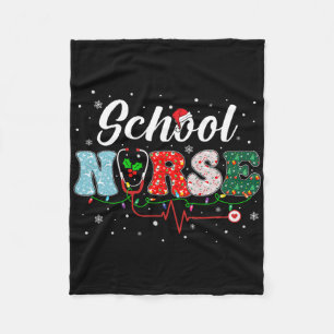 Love School Nurse Life Snowman Christmas Nurse Xma Fleece Blanket