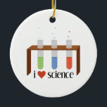 Love Science Ceramic Tree Decoration<br><div class="desc">Be a mad scientist with bubbly test tubes.</div>