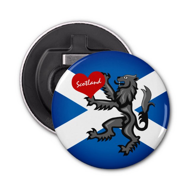 Love Scotland, Rampant, Heart & Scottish Flag Bottle Opener (Front)