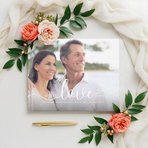 Love Script Anniversary Multiple Photo Collage Guest Book