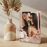 Love Script Boho Watercolor Floral Keepsake Arch Photo Block<br><div class="desc">A beautiful photo keepsake gift for the newlyweds. Beautifully designed modern bohemian watercolor tropical floral wedding photo featuring our hand-drawn boho botanical flowers and tropical greenery. Modern geometrical shapes paired with a beautiful modern boho colour palette create this elegant sophisticated wedding photo keepsake. "Love" script photo overplay, customise with the...</div>