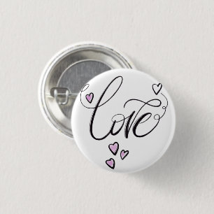 Love Script Button Pin   Chic Minimalist Heart Bad