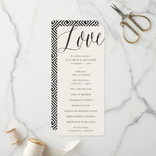 Love Script Calligraphy Geometric Classic Wedding Programme