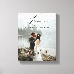 Love Script Handwritten Customised Wedding Photo Canvas Print