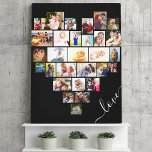 Love Script Heart Shaped 29 Photo Collage Wrapped Canvas Print<br><div class="desc">Create your own wrapped canvas with 29 of your favourite photos. The photo template is set up to create a photo collage in the shape of a love heart, displaying your pictures in a mix of portrait, landscape and square instragram formats. Upload your photos working in rows, from top to...</div>