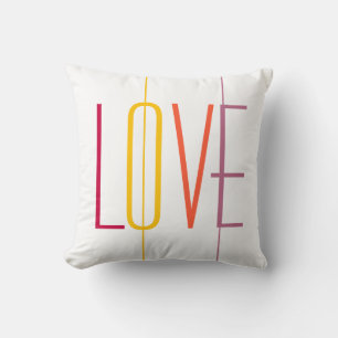 Love script modern striped multi colour typography cushion
