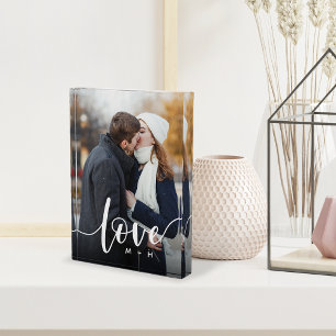 Love Script Overlay Couples Personalised Photo Block