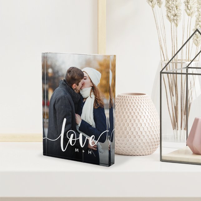 Love Script Overlay Couples Personalised Photo Block (Creator Uploaded)