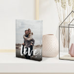 Love Script Overlay Personalised Couples Photo Block<br><div class="desc">Create a sweet keepsake of your wedding,  honeymoon or special moment with this uniquely shaped custom acrylic block that's perfect for couples Add a favourite photo,  with "love" overlaid in casual brush script hand lettering,  and your initials beneath.</div>